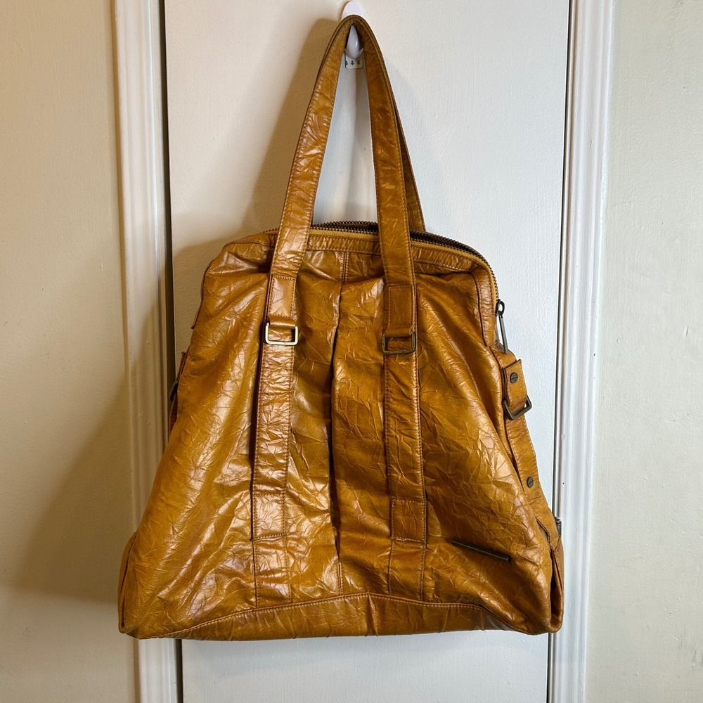 READ Matt & Nat Mustard Yellow Vegan Leather Crinkle Tote Bag L-S091FA